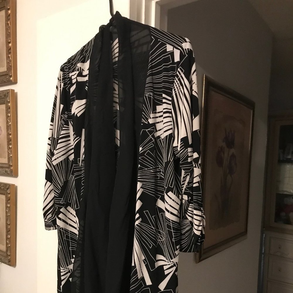 Judith 3X patterned Jacket with attached embellished black tank.